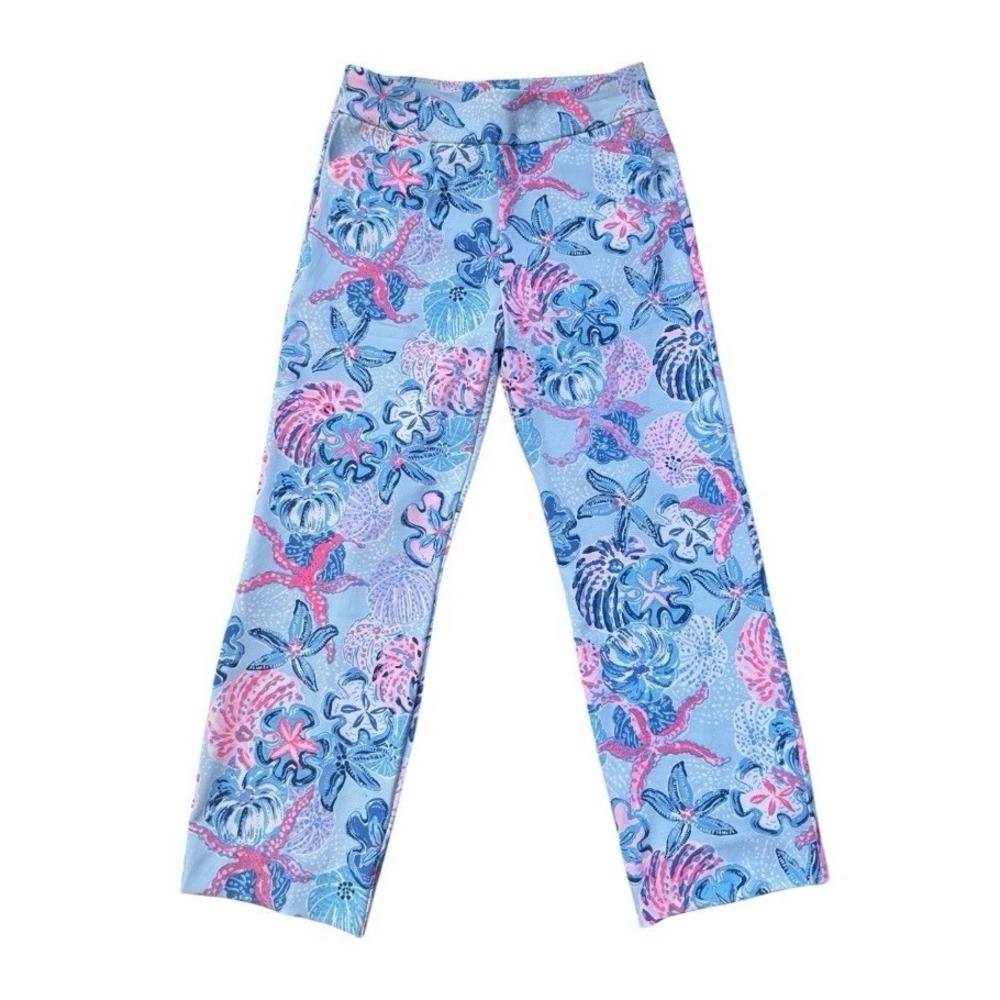 Lilly Pulitzer Luxletic UPF 50 Alston Crop Pant Bahamas Beachcomber Size 4 Blue